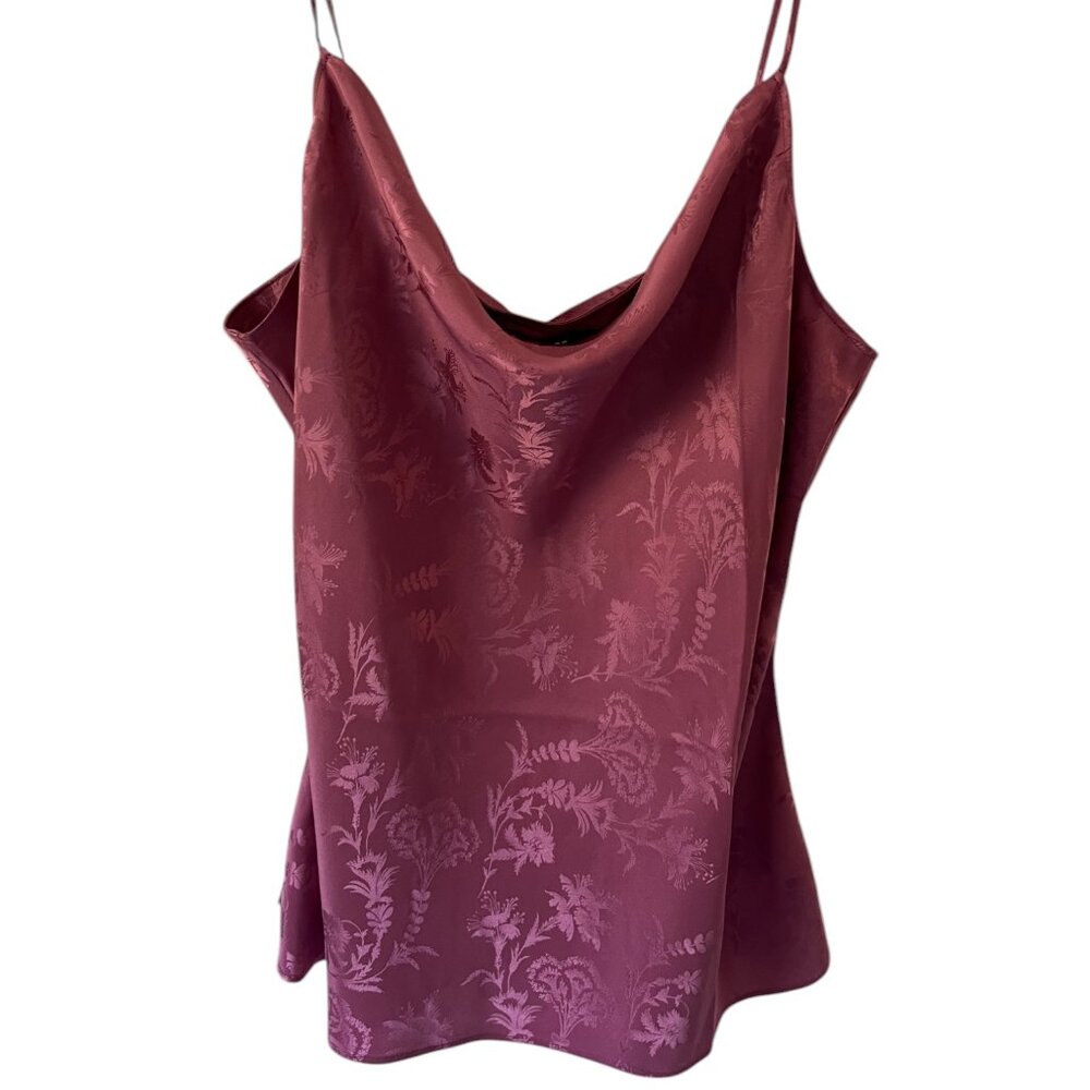 Paige Women's Giovanna Cowl Neck Damask Floral Cami, Large, Dusty Plum